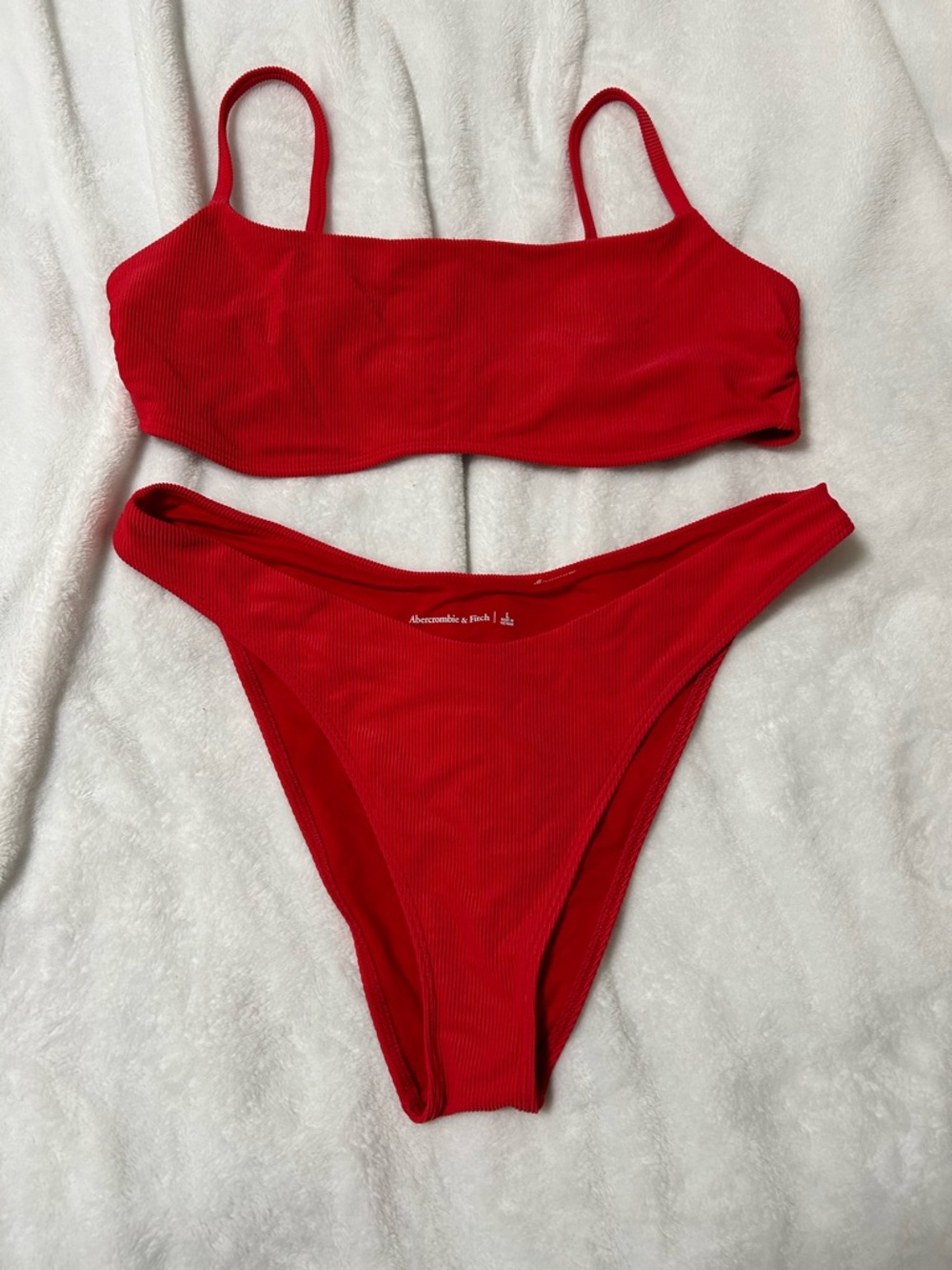 Abercrombie & Fitch Bright Red Ribbed Bikini